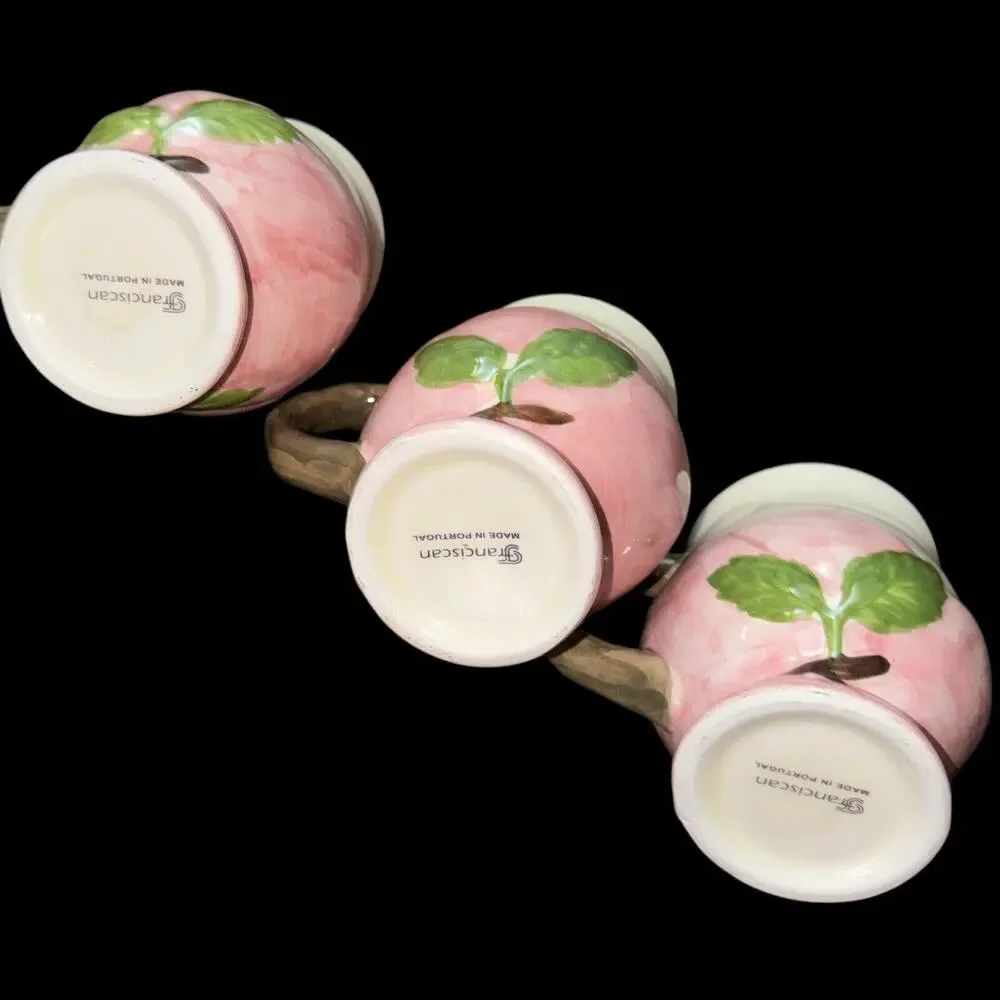 Vintage Franciscan Made in Portugal DESERT ROSE Three (3) Sculpted Mugs - Picture 5 of 5